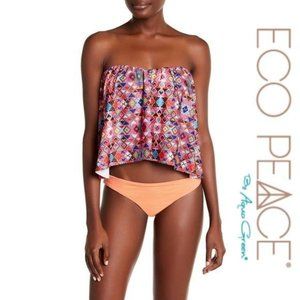 Eco peace by aqua green NWT sweetheart bikini tankini geometric top size medium